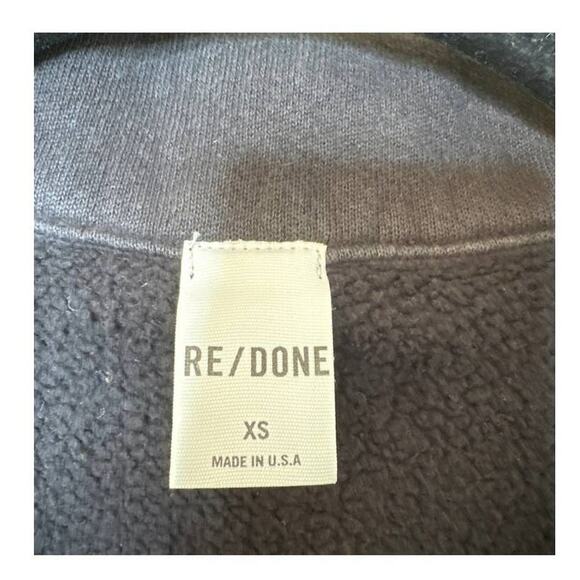 RE/DONE 70's Half Zip Sweatshirt in Washed Black Size XS NWOT - Picture 8 of 8